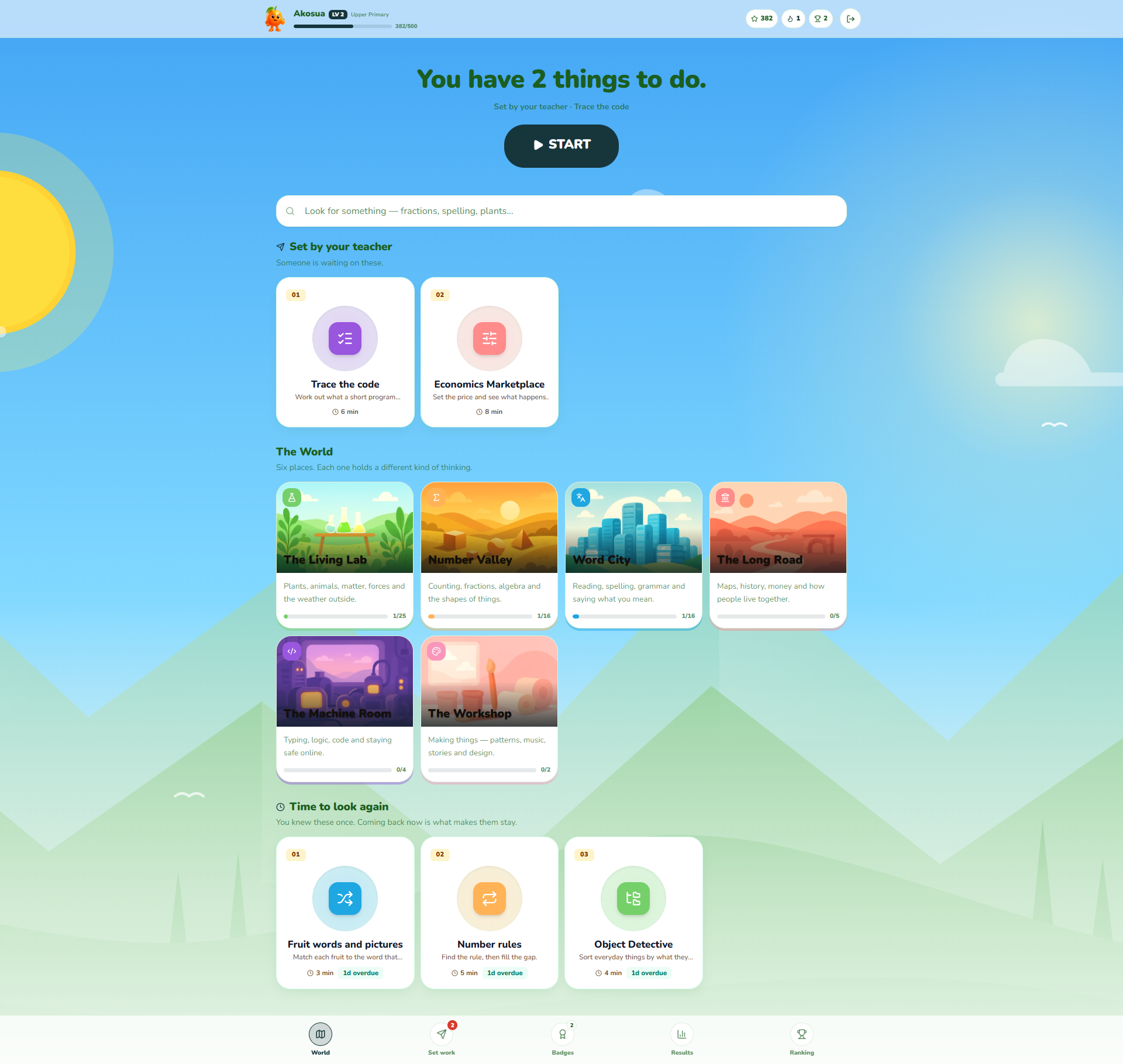 TMA Student 3D Learning World — gamified quest and subject mastery portal